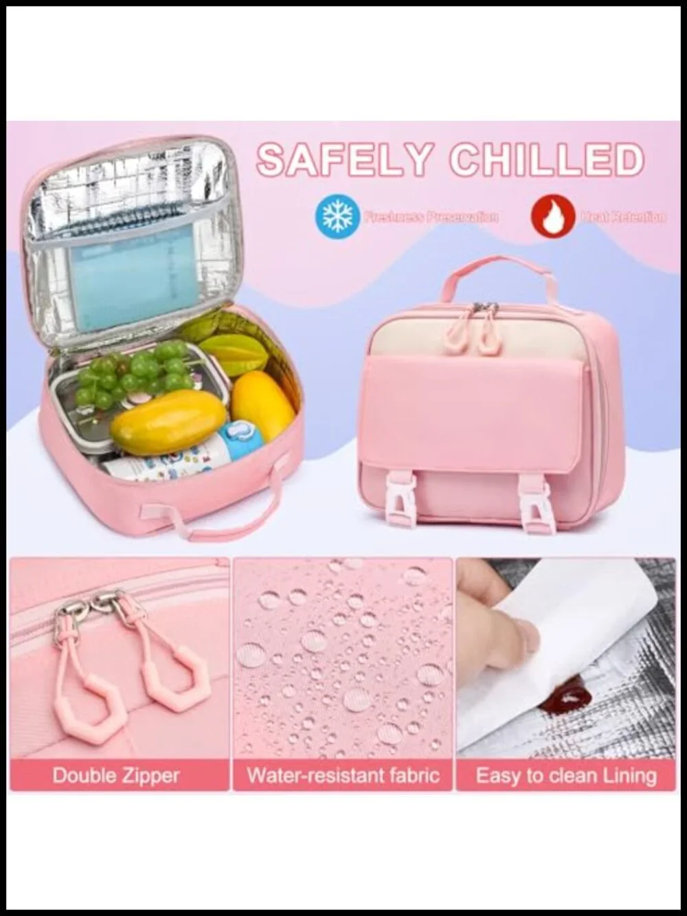 Girls School Backpack Set 3-Piece Bookbag with Lunch Box and Pencil Case